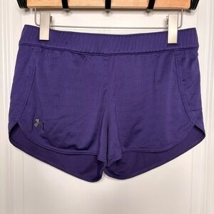 Under Armour HeatGear Running Shorts Womens Medium Purple Mesh‎ Semi-Fitted